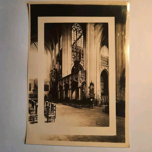 07K4 Antigua Fotografía Foto Albúmina Bélgica Leuven Iglesia de la Colegiata St