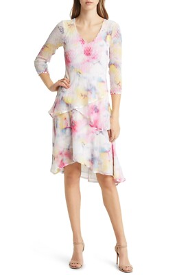 Komarov Tie Dye Tiered Chiffon Dress-Size Medium (KOM#1) | eBay