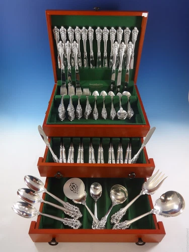 Grande Baroque by Wallace Sterling Silver Flatware For 18 Set 116 Pieces