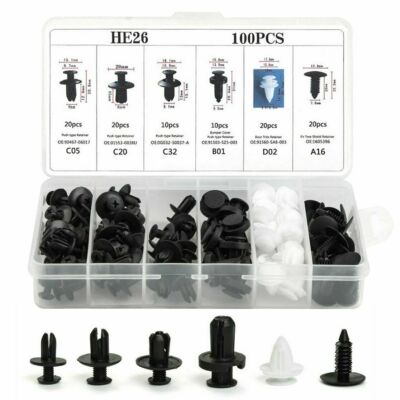 100pcs Car Body Plastic Fender Bumper Tool Trim Retainer Fastener Clips Push Pin