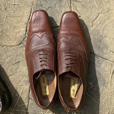 DELLI ALDO Mens Brown Wing Tip Oxfords DRESS SHOES Lace Up M3-19122 