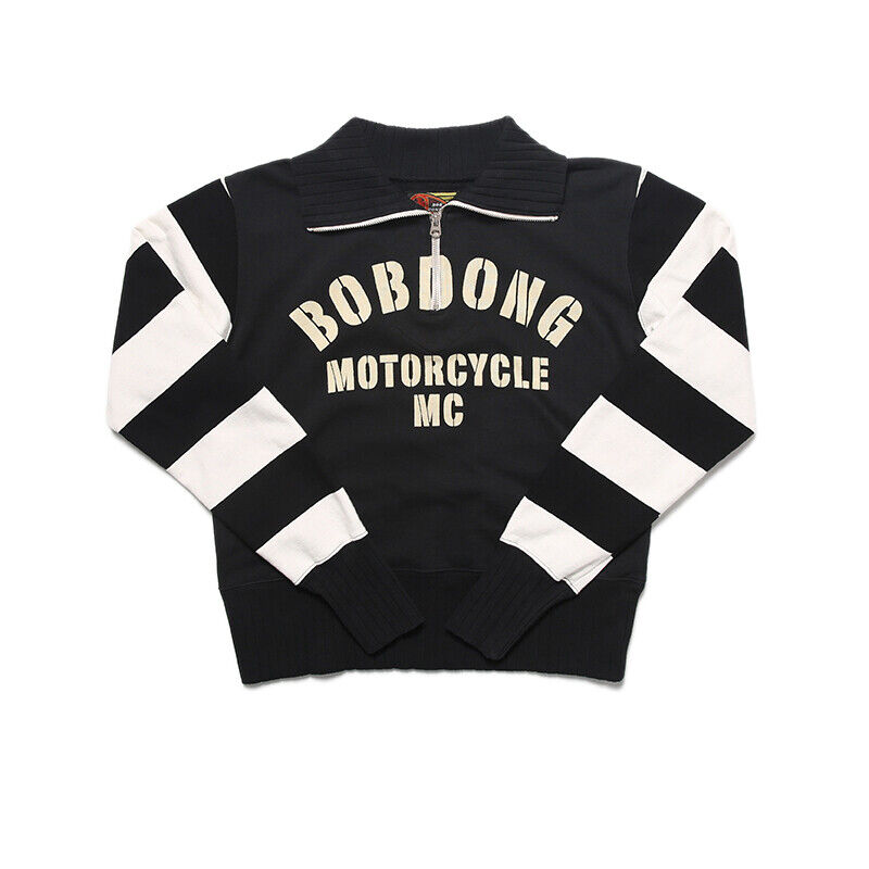 BOB DONG MOTORCYCLE DESPERADO Half Zipper Short Sweatshirts Mens Pullover  Cotton