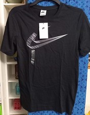 Image of Nike 3D Swoosh Logo Short Sleeve T-shirt in Black/White, Men's Size Small