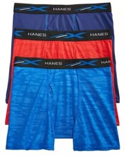Hanes L34730 Boys Blue Red 3-Pk Embossed Boxer Briefs Size Small