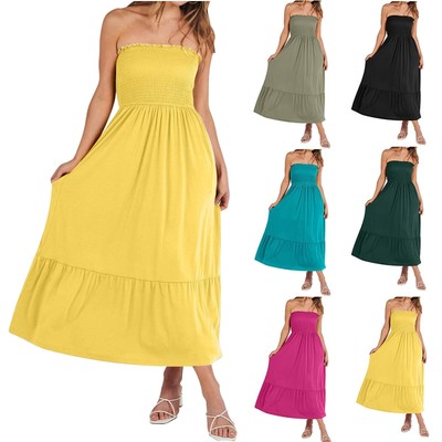 yellow tube top dress