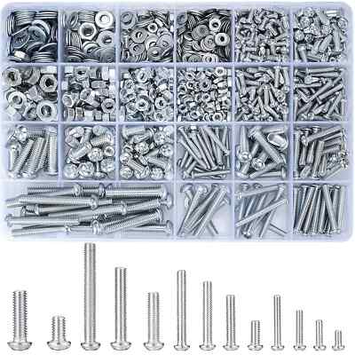 1080 Pcs Screws Bolts & Nuts Assortment Kit Metric Machine Pan Head Hex Phillips