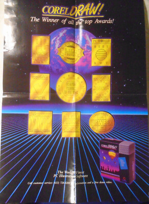 1989 CorelDRAW! Poster (24x17'')  - ''The Winner of all the Top Awards'' Original