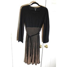 Spense Black and Tan Sweater Dress w/ Ribbed Ombre Skirt sz S