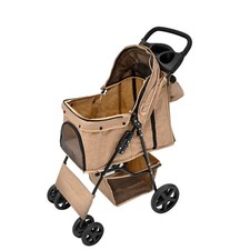 Pet Stroller Pushchair & Caddy Bag Carrier Foldable Travel Cart Canopy Cat Dog