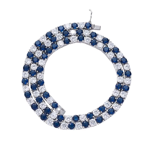 20CT Round Lab Created Sapphire Diamond 18" Tennis Necklace 14K White Gold Over - Picture 2 of 4
