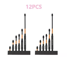 12x Magnetic Anti-Slip PH2 Impact Driver Screwdriver Drill Bit Tool Set