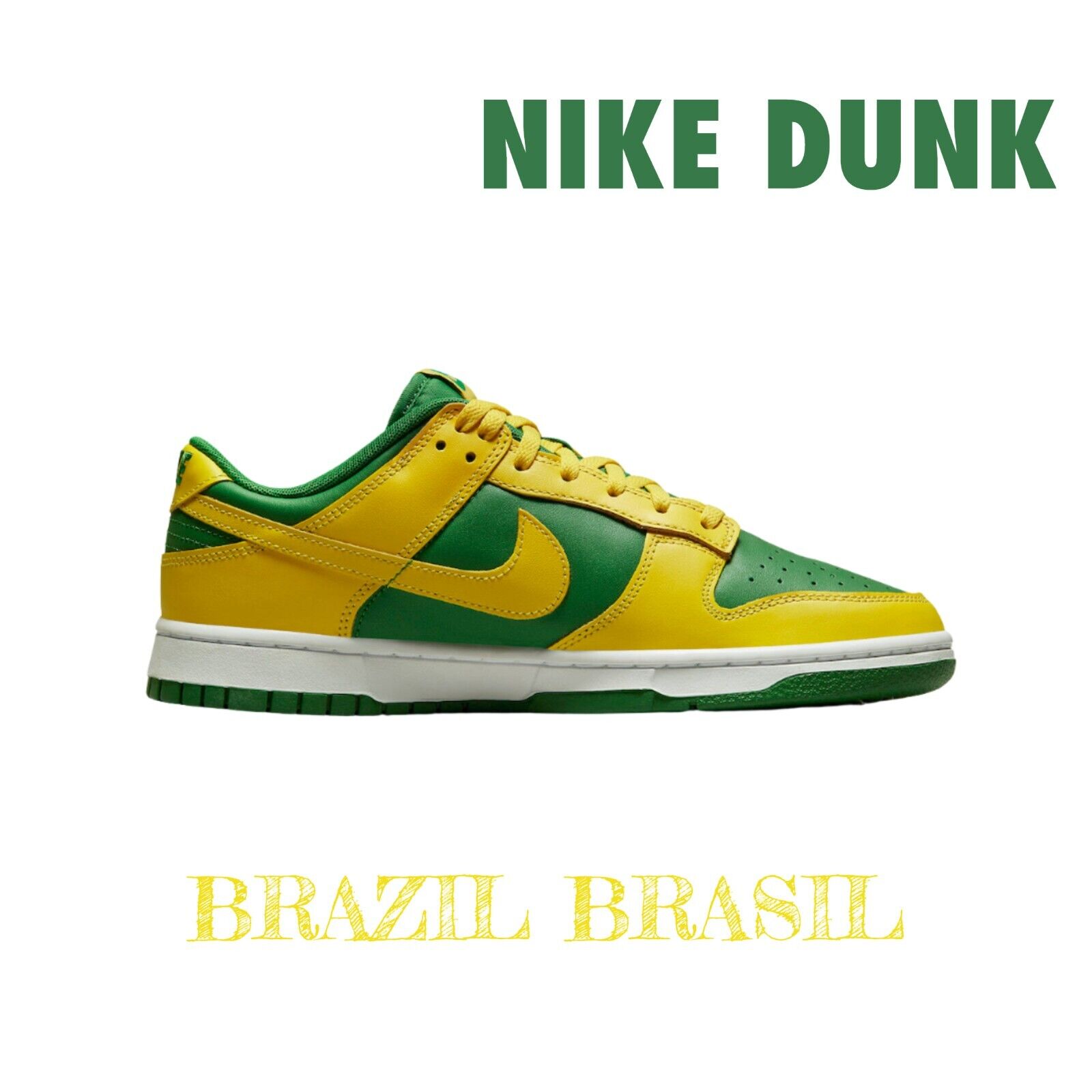 Nike Dunk Low Reverse Brazil Brasil Green Yellow Skateboarding Shoes Men  Size 11