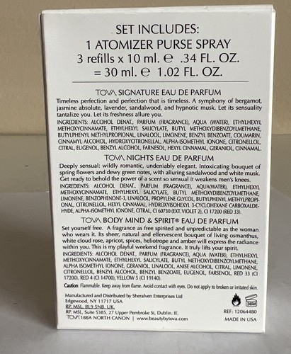 TOVA Spray Pen Collection with Atomizer 3 Refills 10 mL Each & 1 Atomizer Spray - Picture 2 of 2