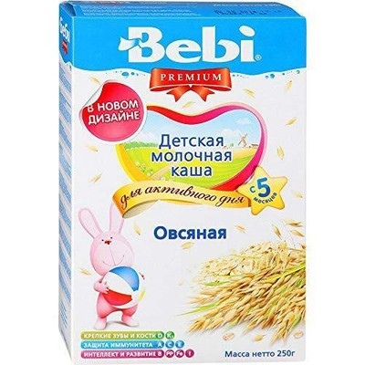Каша bebi молочная premium овсяная с 5 месяцев (бэби) 250г (3838600076319)