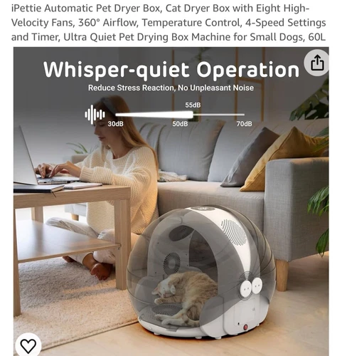 Foldable Automatic Pet Dryer Box for Cats Dogs Cat Hair Dryer High-Velocity Fans - Picture 5 of 24
