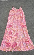 Lauren Ralph Lauren Women's Pink Paisley Cotton Ruffle Hem Sleeveless Dress Sz S