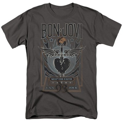 Bon Jovi - Keep The Faith - Erwachsen Unisex Kurzarm T-Shirt - Grau