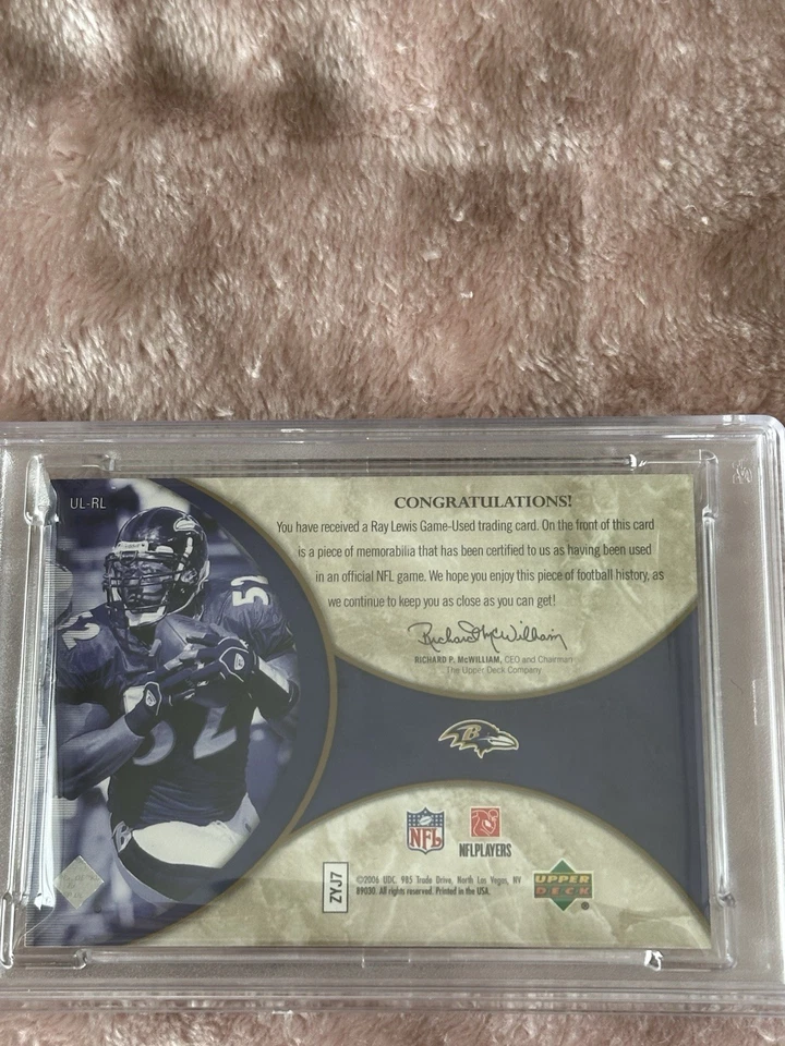Upper Deck Ultimate Collection Ray Lewis Game Worn Patch Card /99 Ravens Pop 1! - Image 3 of 4