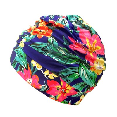 Pleated Swimming Cap Long Hair Swim Cap Bathing Cap, Non-Waterproof (Canna)