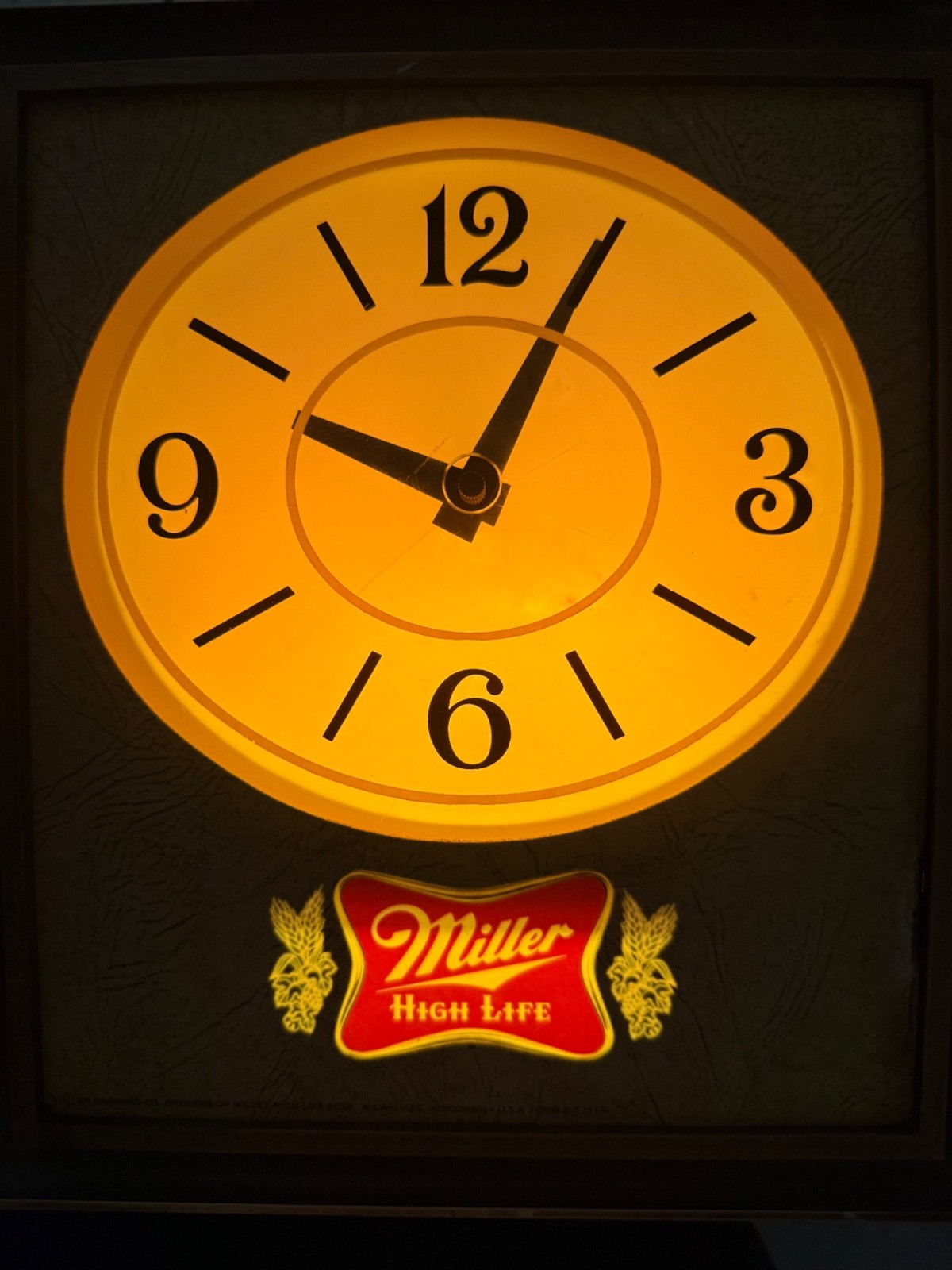 Vintage Miller High Life Lighted Wall Clock and Sign Works 2 New Bulbs Included