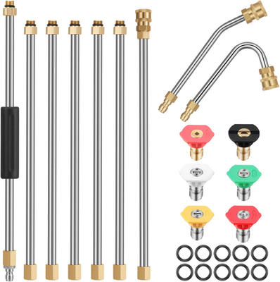 #ad 7 Piece Pressure Washer Accessory Set 10Ft Replacement Lance Curved Rod 30 or $59.51