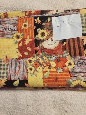 HARVEST TIME PATCHWORK  AUTUMN BLESSING FABRIC SCARECROW SUNFLOWERS 42''X60''