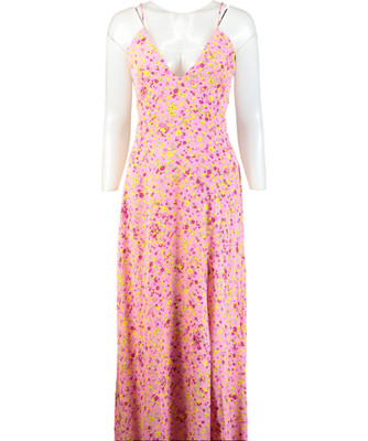 ROTATE Maxi-Schlupfkleid Fuchsia Blumenmuster Jacquard Eu38 UK 10