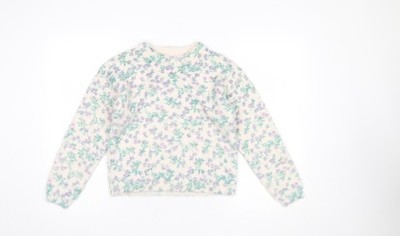 Franki by Francesca s Mädchen Pullover Pulli elfenbeinfarben Blumen Größe 12 Nylonmischung