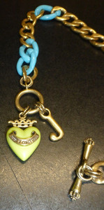 Authentic Y2K,Juicy Coutour Gold Plated Necklace Heart shaped pendant,blue/gold chain
