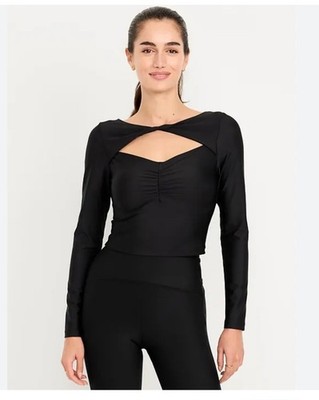 Old Navy Active Powersoft Long Sleeve Cut Out Top Medium Womens Yoga Gym Cropped