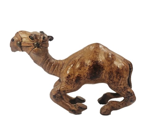 Leather Wrapped Camel Figurine Animal Vintage Art Home Decor