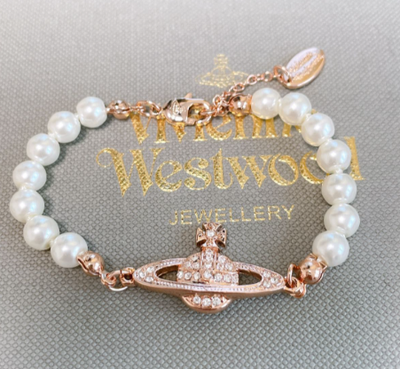 Vivienne Westwood ピンクパールビーズブレスレット Vivienne Westwood Bracelet Mini Bas relief Pearl Rose Pink Gold w
