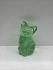 Fenton Glass Green Opalescent Mini Cat Figurine Paperweight