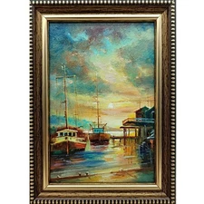 Seascape Sailboat Oil Painting Signed Original Art Realism Boat Decor 6x4