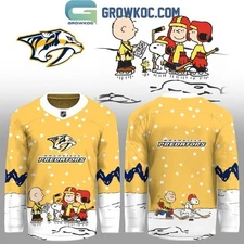 Nashville Predator x Snoopy Peanut Christmas Hockey Jersey All Sizes