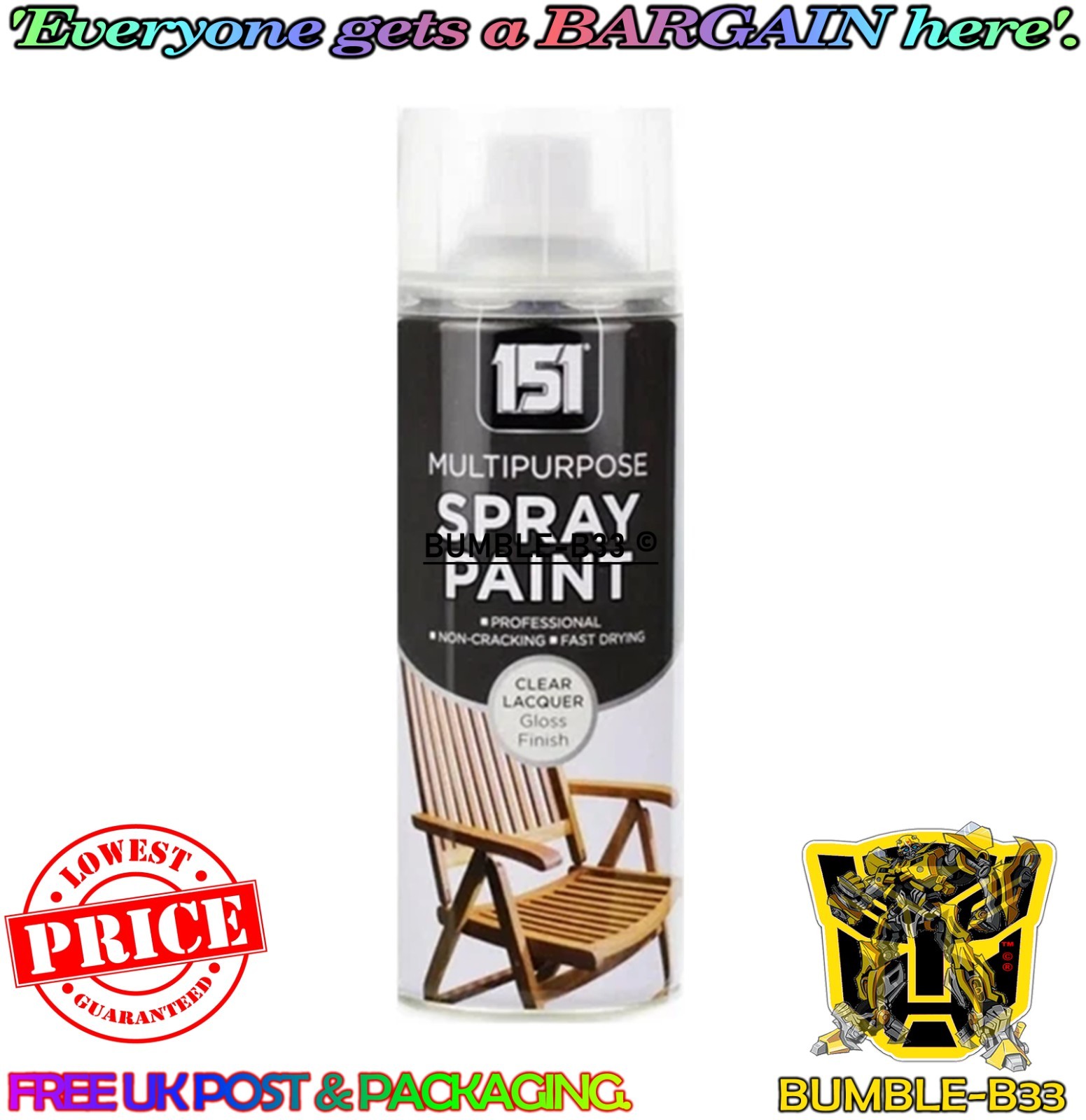 151 Multi Purpose Spray Paint and Clear Lacquer Gloss Finish 400ML