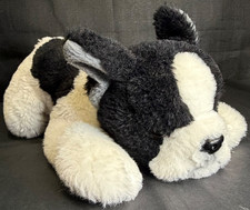 FAO Schwarz Plush Dog Boston Terrier Stuffed Animal Toy Puppy White Black 13"L