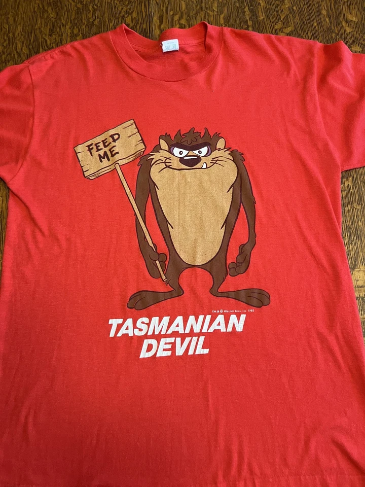 Camisa De Colección Diablo de Tasmania Para Hombres Extra Grande Looney Tunes Dibujos Animados 1983 Camiseta Años 80 Foto 2 de 4