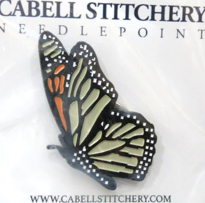 Handpainted Monarch Butterfly Needle Minder for Needlepoint by Cabell Stitchery