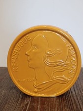 Ancienne Tirelire à Casser Pièce de Monnaie 10 Centimes de Franc  , céramique