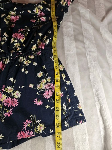 Gap Kids Navy Blue Floral Short Romper Size 14/16 Puff Sleeves 100% Cotton - Picture 12 of 14