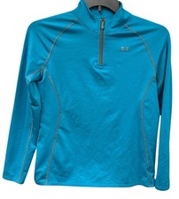Under Armour ColdGear 1/4 Zip Pullover Youth YXL Teal Blue Loose Fit Top