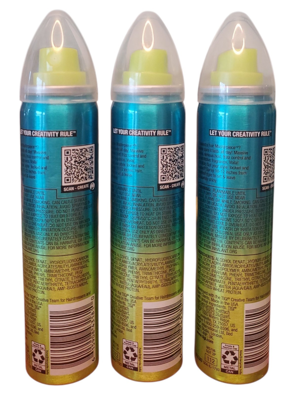 LOT OF 3 TIGI BED HEAD MASTER PIECE EXTRA STRONG HOLD HAIR SPRAY 2.4oz EACH