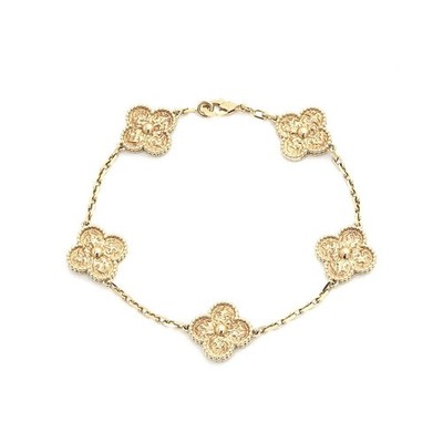Van Cleef Arpels Vintage Alhambra 5 Motif Bracelet K18YG Gold Men's