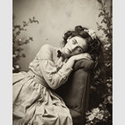 Girl Child Photo Print Post Mortem Child In Chair Flowers Antique Victorian