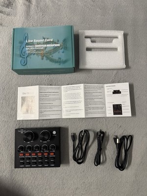 V8 Live Sound Card USB External Audio Interface Mixer Stereo 3.5mm I/O