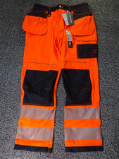 Portwest PW3 T501 Hi Vis Holster Pocket Work Trousers Orange / Navy. W36 L31-33