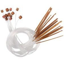 12 Size Bamboo Tunisian Afghan Circular Crochet Hook Set Carbonized Brown