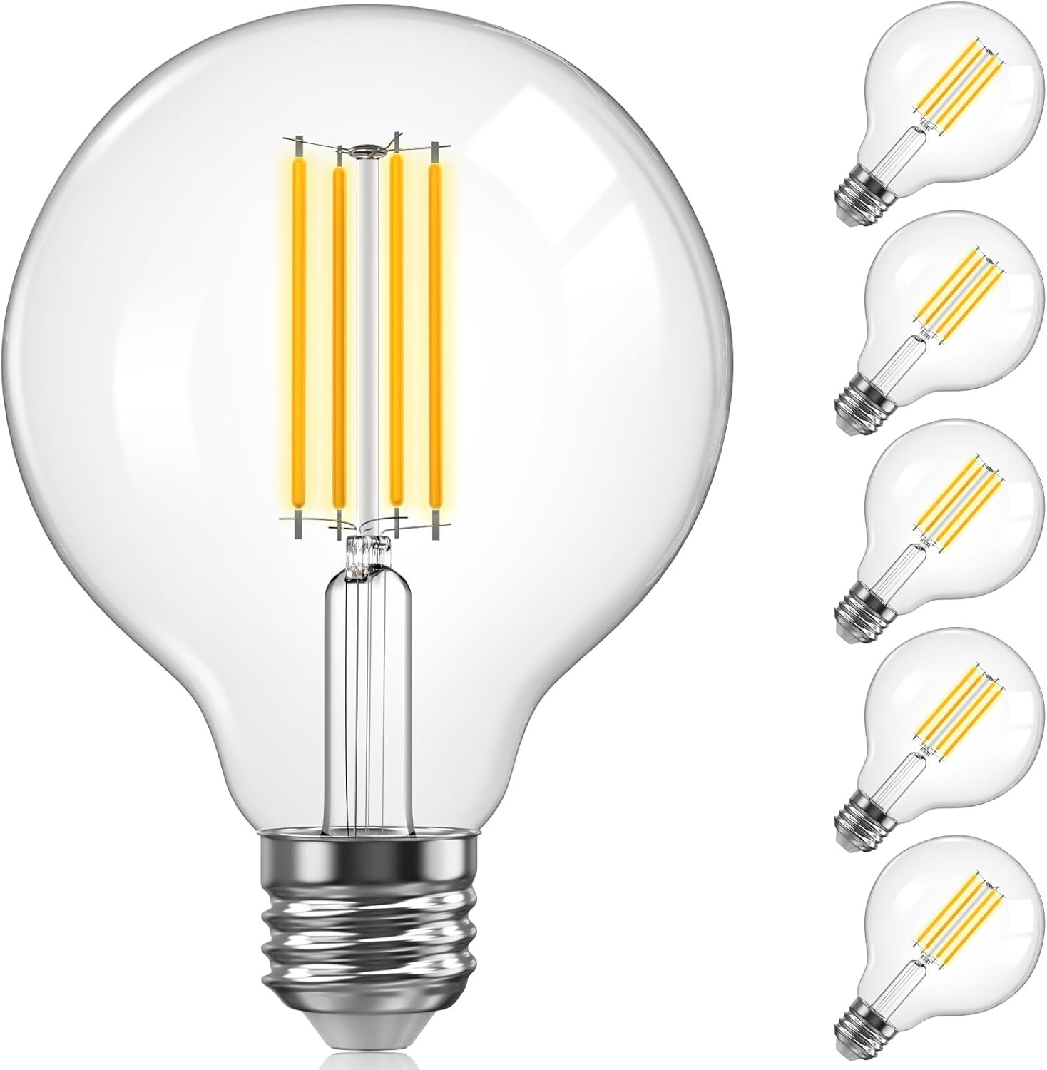 G25 Edison Globe Light Bulbs, LED Vanity Light Bulb for Bathroom, 60W Equivalent