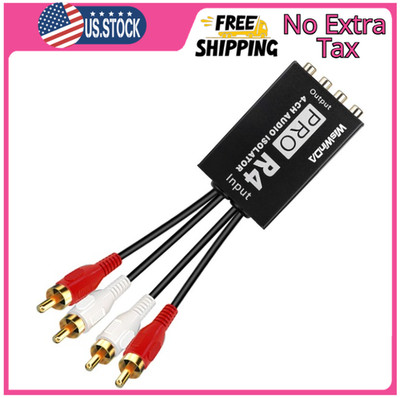 Pro 4Channels RCA Noise Filter Hum Eliminator Ground Loop Isolator (No Affect...
